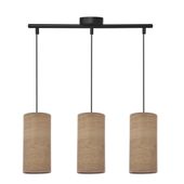 Ballo lampa wisząca czarny 3x60 E27 abażur orzechowy