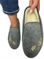 BAMBOSZE CIEPŁE KAPCIE WEŁNIANE DAMSKIE PANTOFLE WYGODNE Z FUTERKIEM