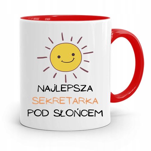 Kubek Czerwony Prezent Dla Najlepszej Sekretarki Z Nadrukiem Ze Zdjęciem na Arena.pl