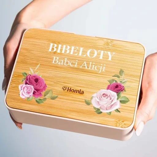 Organizer pojemnik różowy z lusterkiem NADRUK własny PREZENT URODZINY zdjęcie 2