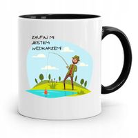 Kubek Czarny Dla Wędkarza Zaufaj Mi Jestem Prezent Z Nadrukiem Ze Zdjęciem