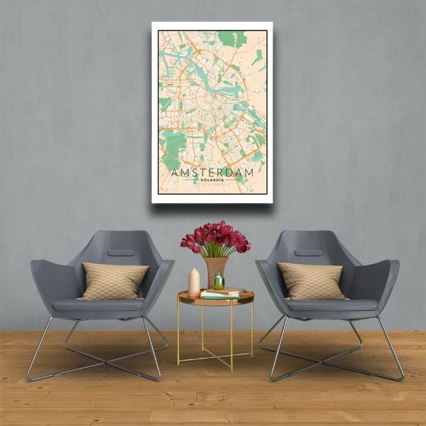 Amsterdam mapa kolorowa - obraz na płótnie 40x60 cm zdjęcie 2