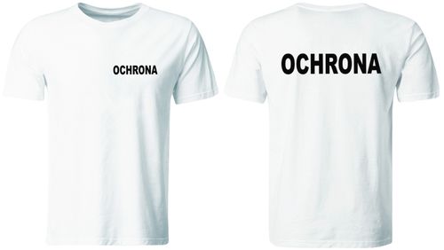 KOSZULKA Z NADRUKIEM OCHRONA, MĘSKA, BIAŁA, ROZ. 2XL na Arena.pl
