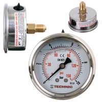 manometr glicerynowy ciśnieniomierz zegar 63mm 0-10 bar gwint 1/4” tylny