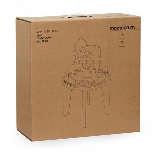 Drewniany okrągły stolik edukacyjny z magnetyczną kolejką i wyrzutnią na Arena.pl