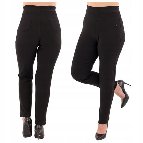 SPODNIE DAMSKIE WYSOKI STAN GŁADKIE BAWEŁNIANE ELASTYCZNE DUŻE ROZMIARY na Arena.pl