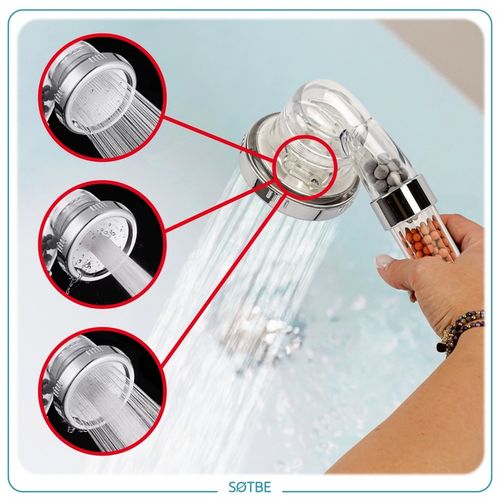 Słuchawka prysznicowa Wysokociśnieniowa 3W1 z filtrami Oszczędzająca Wodę na Arena.pl