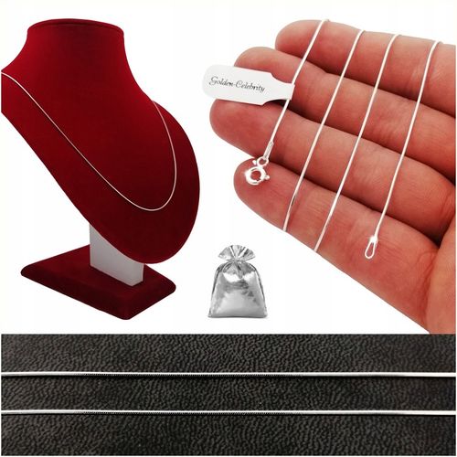 SREBRNY ŁAŃCUSZEK ŻMIJKA 925 LINKA NASZYJNIK LINKA / ŻYŁKA LŚNIĄCY WŁOSKI na Arena.pl