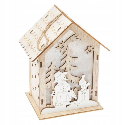 Lampion adwentowy drewniany na roraty z latarenką LED domek podświetlany 16 na Arena.pl