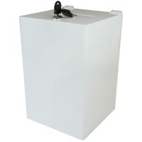 biała mleczna skrzynka urna z plexi na ankiety głosowanie zbiórki 20x20x30