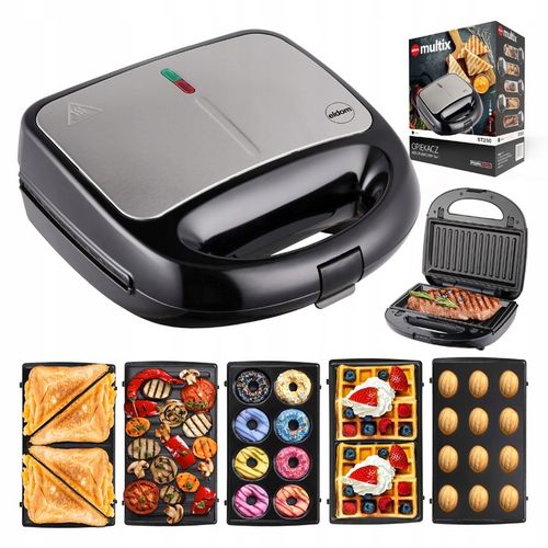 Opiekacz wielofunkcyjny ST250 Eldom 5 w 1 Tosty Grill Gofry Orzeszki na Arena.pl
