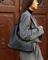 Modna torebka damska skórzany shopper bag - MARCO MAZZINI Portofino Max czarny