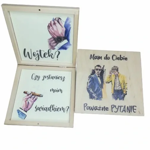 Pudełko eko zaproszenie dla świadka świadkowej nadruk uv wzory ślub wesele zdjęcie 13