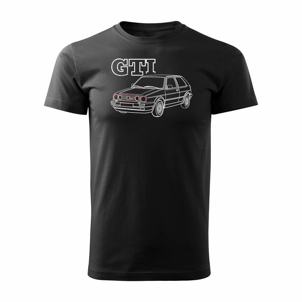 Koszulka z samochodem VW Golf 2 II męska czarna REGULAR S zdjęcie 1
