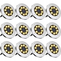 LAMPKI NAJAZDY 12 SZT DYSK SOLARNY LAMPY LED SOLAR ZESTAW OGRODOWE OGRÓD