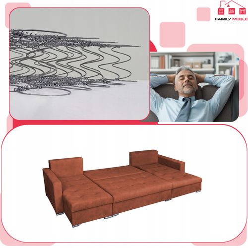 Narożnik Varius BIG rozkładany f spania pojemniki Family meble brąz na Arena.pl