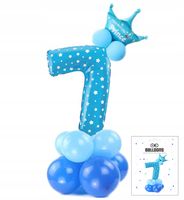 ZESTAW BALONÓW STOJĄCY NIEBIESKI Z CYFRĄ 7 NA PRZYJĘCIE URODZINOWE