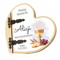 Drewniany album SERCE na zdjęcia KOMUNIA prezent
