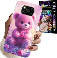 ETUI DO XIAOMI POCO X3 - SŁODKI MIŚ NA RÓŻOWYM TLE, CASE + SZKŁO