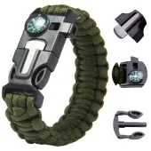 Bransoletka survival opaska 5w1 kompas krzesiwo linka nóż linka paracord