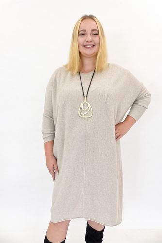 Beżowa Luźna Sukienka Oversize Midi UNI na Arena.pl