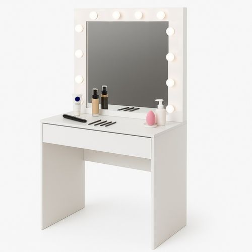 TOALETKA KOSMETYCZNA LED Z LUSTREM BIAŁA PODŚWIETLENIE SNOWY BIAŁA na Arena.pl