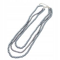 Piękne potrójne korale z perełek w dwóch rozmiarach szare