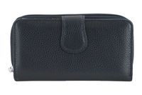 Kolorowy portfel skórzany damski - Czarny