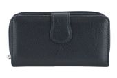 Kolorowy portfel skórzany damski - Czarny