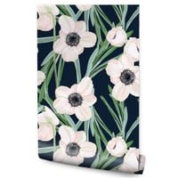 Tapeta Flizelinowa Zawilce KWIATY Liście Natura