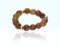 PIERŚCIONEK NA GUMCE KAMIEŃ NATURALNY JADEIT SKÓRA CERA ZMARSZCZKI