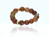 PIERŚCIONEK NA GUMCE KAMIEŃ NATURALNY JADEIT SKÓRA CERA ZMARSZCZKI