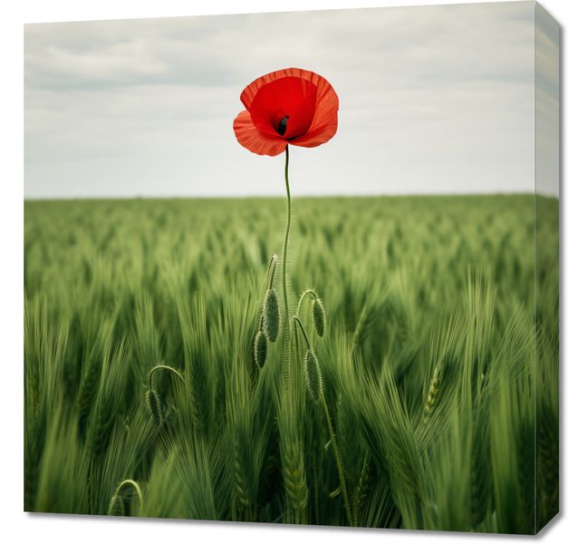 Obraz 60x60cm Samotny Mak na Polu zdjęcie 1