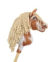 Hobby Horse Średni koń na kiju Premium srokaty tobiano z beżową grzywą A4