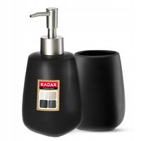 KADAX Zestaw Łazienkowy Wc Dozownik Kubek Czarny