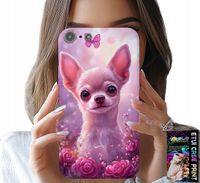 ETUI DO IPHONE 5 / 5S / 5C - SŁODKA CHIHUAHUA NA RÓŻOWYM TLE KWIATAMI