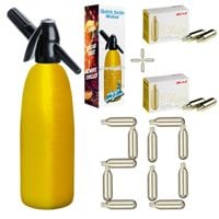 SYFON SATURATOR DO WODY SODOWEJ 1L PIĘKNY ZŁOTY KOLOR + 20 NABOI CO2 MOSA