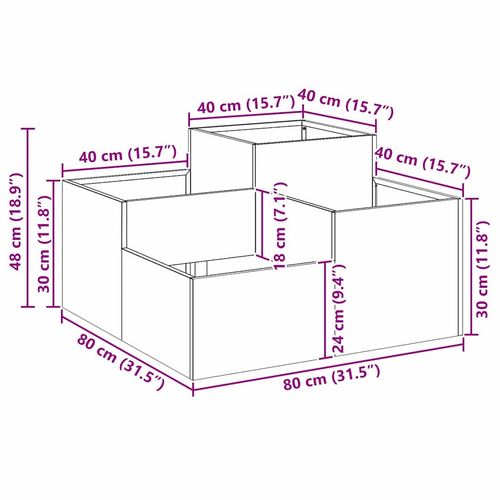 Doniczka ogrodowa Srebrny 80 x 80 x 48 cm Stal galwanizowana na Arena.pl