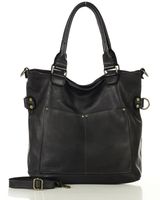 Torebka skórzana XL shopper vintage bag z kieszeniami vera pelle - MARCO MAZZINI czarny
