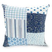 Poszewka z kory 40x40 wzór granatowa morska kratka patchwork