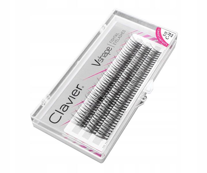 KĘPKI RZĘSY CLAVIER Vshape JEDWABNE NATURALNE 12mm zdjęcie 3