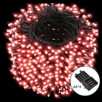 Lampki choinkowe sznur 500LED na 4 baterie AA czerwone 25M