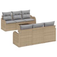 Zestaw Sof na Ogród 7 pcs Beżowy 55 x 55 x 37 cm Polirattan
