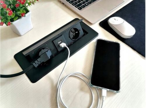 Gniazdo Nablatowe Chowane w Blat Kuchenny Potrójne Wpuszczane 2X 230V Biuro na Arena.pl