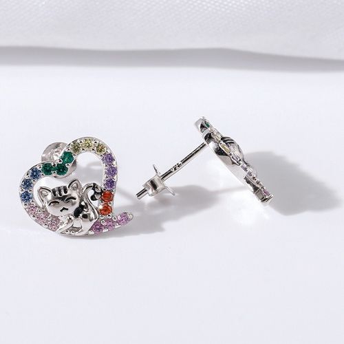 Kolczyki srebrne kotki dla dziewczynki dla dzieci srebro wkrętki sztyfty na Arena.pl