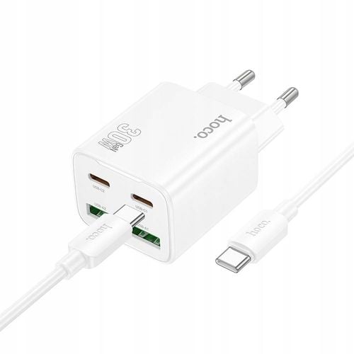 Biała ładowarka cztery porty USB-C 30W Hoco do iPhone 15 Plus na Arena.pl