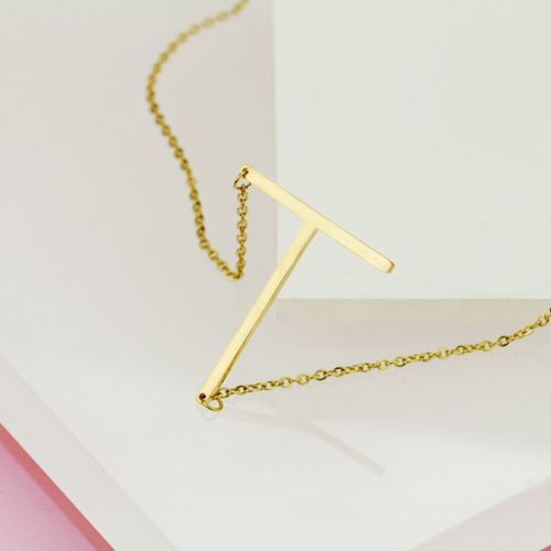 Naszyjnik stal chirurgiczna literka T platerowana złotem NST995T na Arena.pl