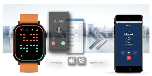 Smartwatch Gravity GT15-2 Pomarańczowy Pasek Silikonowy + Czarna Bransoleta na Arena.pl