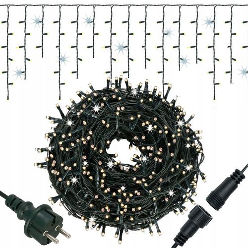 LAMPKI SOPLE CHOINKOWE 300LED KURTYNA ŚWIETLNA FLASH ZEW/WEW CIEPŁY BIAŁY na Arena.pl