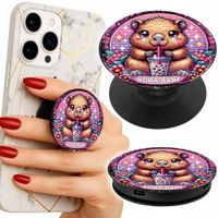 Uchwyt do telefonu Popsocket na palce/stojak SŁODKA KAPIBARA Z SZEJKIEM